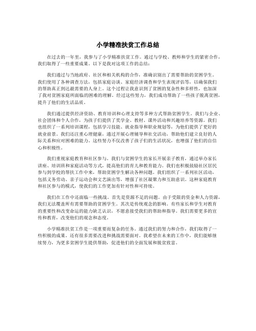 小学精准扶贫工作总结