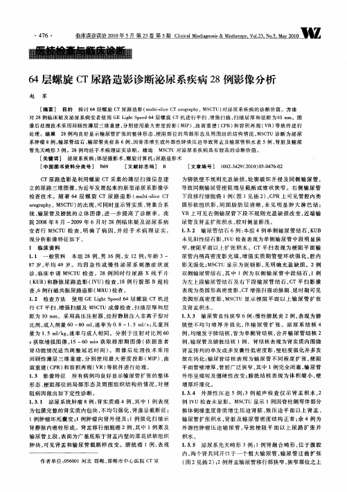 64层螺旋CT尿路造影诊断泌尿系疾病28例影像分析