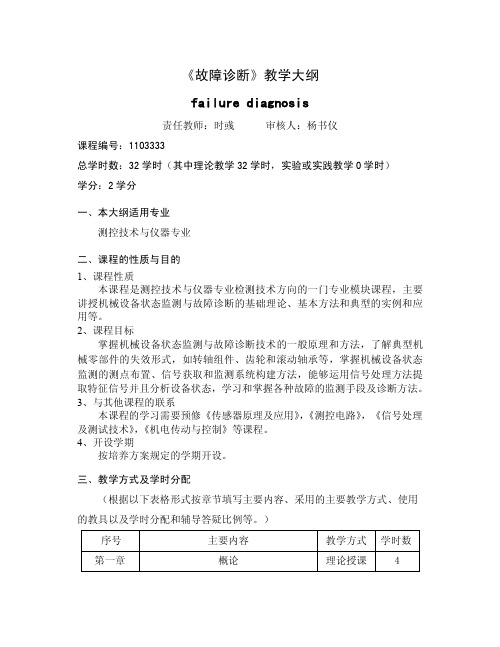 1103333+故障诊断+教学大纲