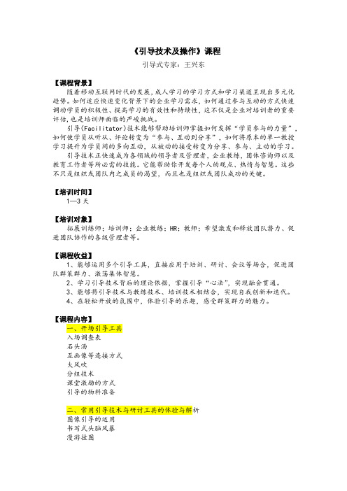 《引导技术操作运用 》课纲