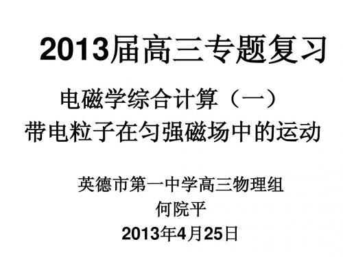 2013届高三专题复习电磁学综合计算(一)带电粒子在匀强磁场中的运动