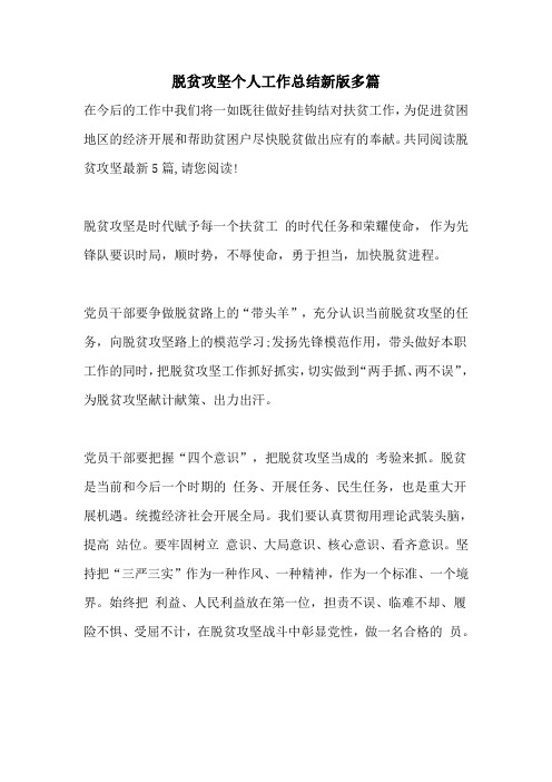 脱贫攻坚个人工作总结新版多篇