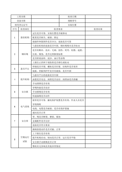 吊篮维保记录