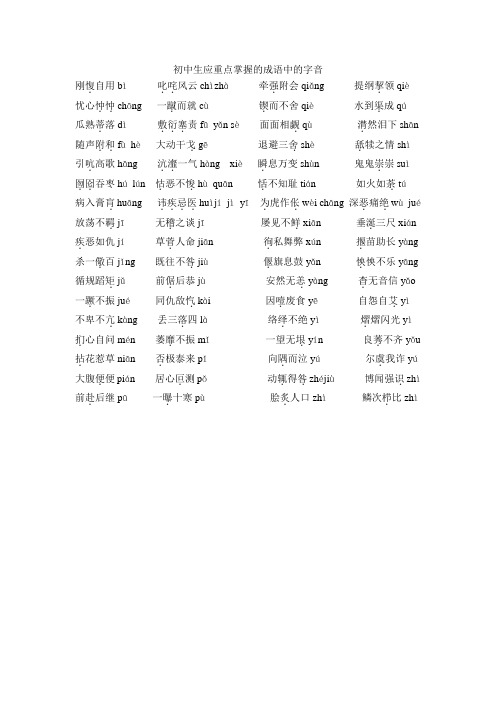 初中生应重点掌握的成语中的字音