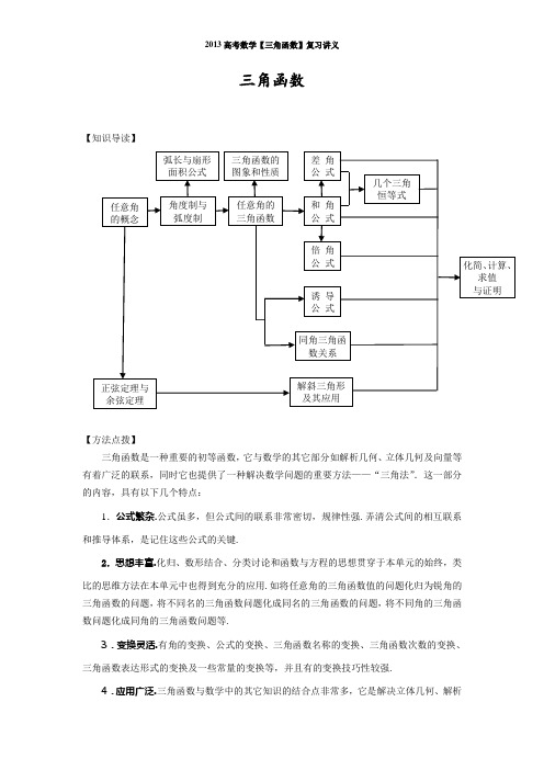 黄冈2013高考数学【三角函数】复习讲义