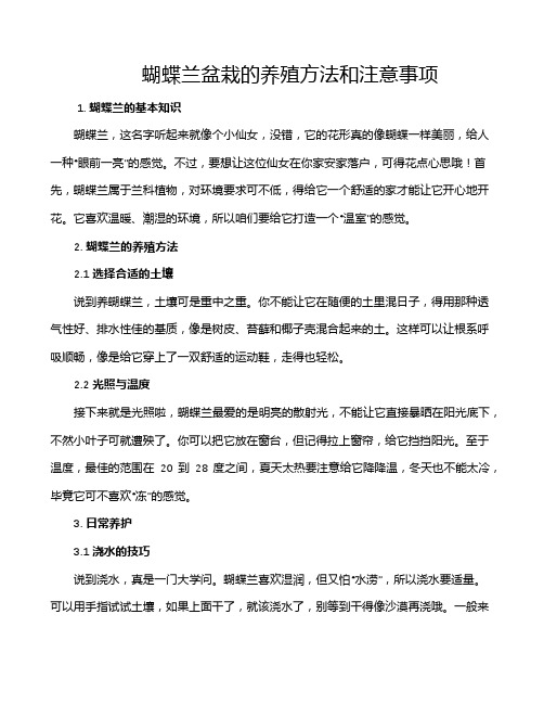 蝴蝶兰盆栽的养殖方法和注意事项