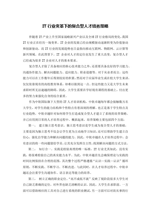 IT行业变革下的复合型人才培养策略