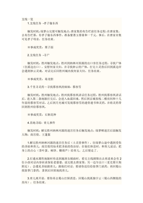 支线一览