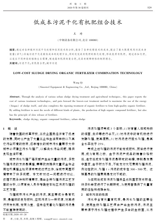 低成本污泥干化有机肥组合技术