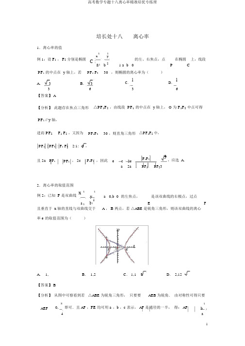 高考数学专题十八离心率精准培优专练理