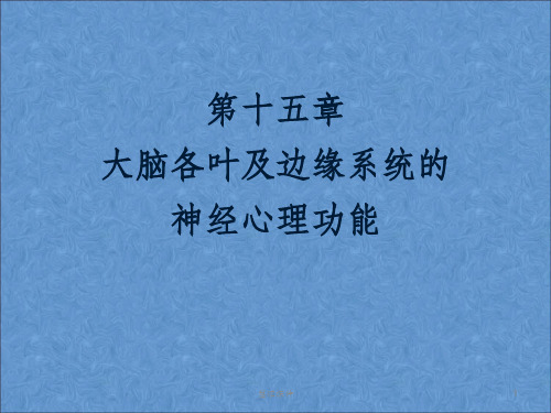 额叶顶叶的神经心理功能神经心理学