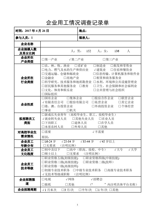 企业用工情况调查记录单(派驻版)-新