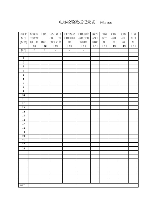 电梯检验数据记录表 2