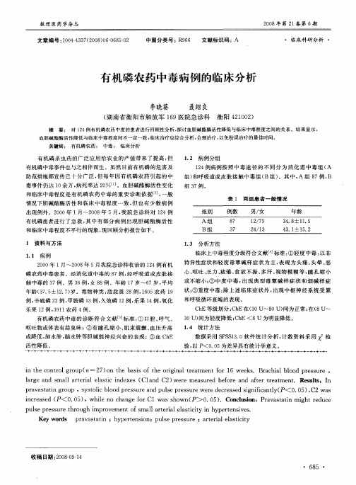 有机磷农药中毒病例的临床分析