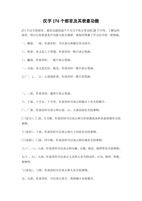 汉字174个部首及其表意功能