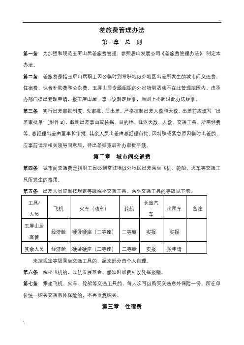 差旅费管理办法