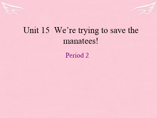 九年级英语全册《Unit 15 We’re trying to save the manatees Period 2》课件 人教新目标版