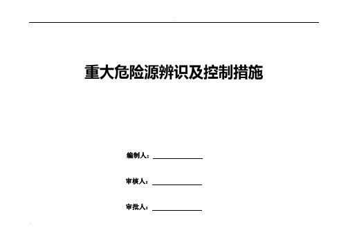 重大危险源辨识及控制措施清单