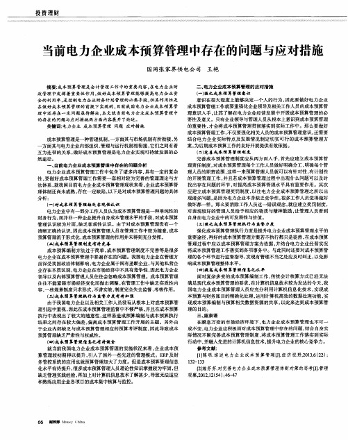 当前电力企业成本预算管理中存在的问题与应对措施