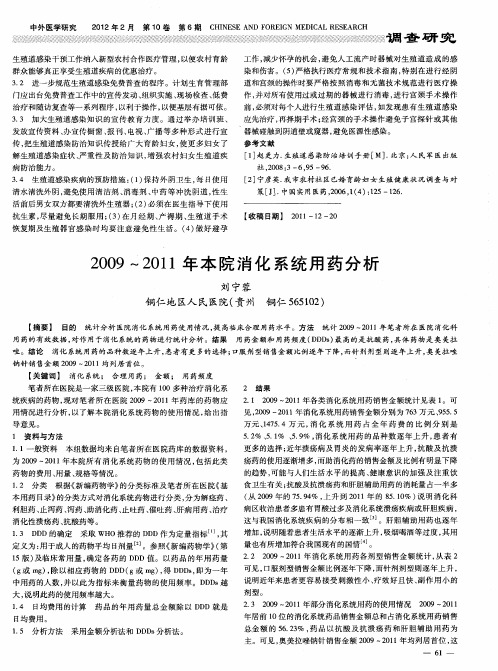 2009-2011年本院消化系统用药分析