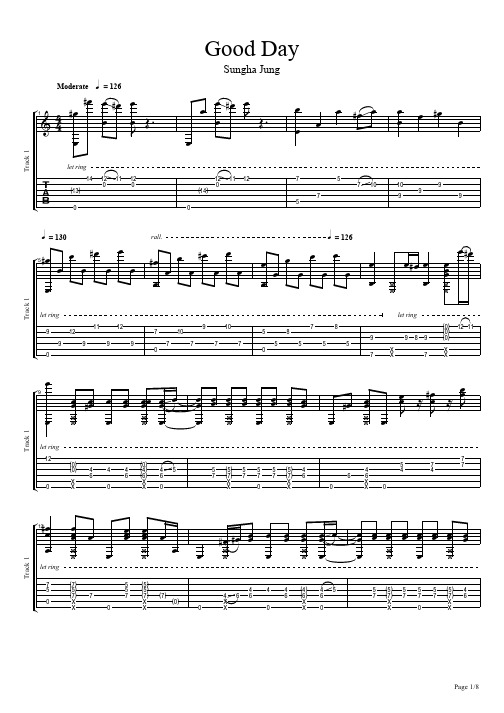 Good Day sungha jung 郑成河《好日子-Good Day》指弹吉他谱