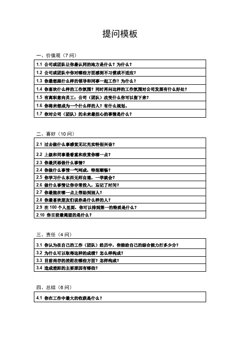 面试官提问问题、员工谈话沟通提问问题