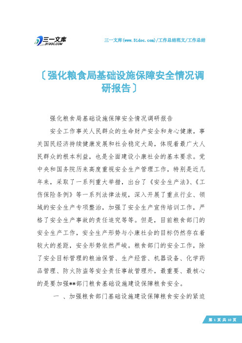 【工作总结】强化粮食局基础设施保障安全情况调研报告