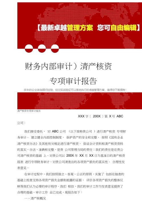2020年清产核资专项审计报告