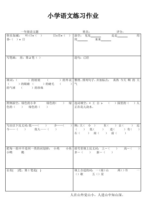 小学一年级语文每日必练II (51)