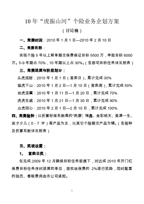 10年虎振山河个险业务企划方案