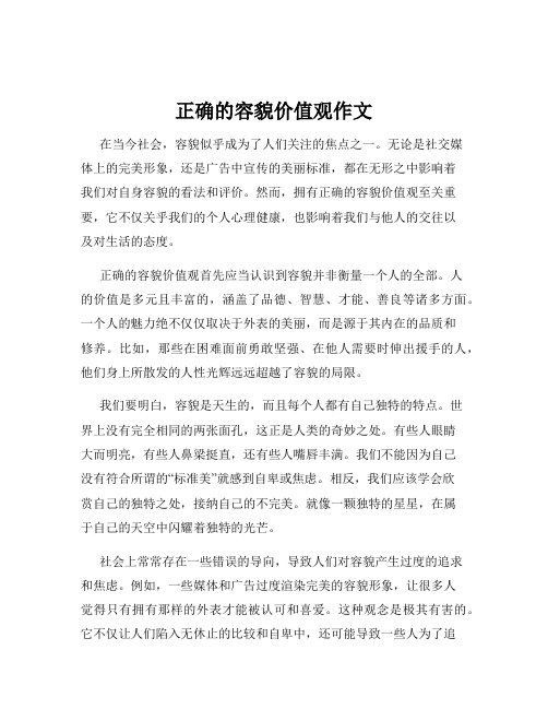 正确的容貌价值观作文