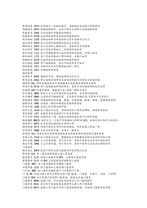 天正建筑CAD命令符号