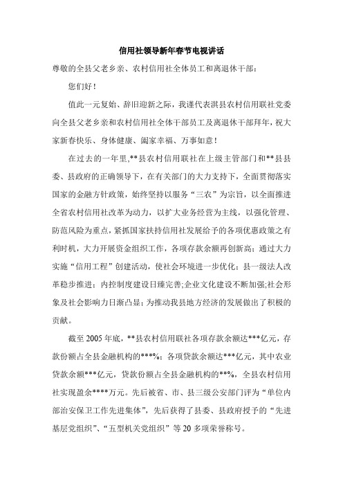 信用社领导新年春节电视讲话
