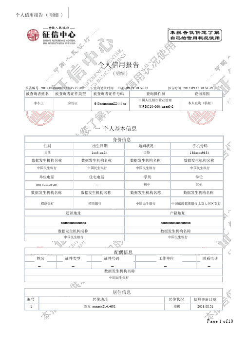 详细版征信报告人行模板(带水印) - word