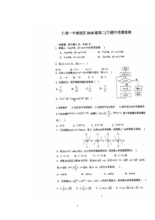 四川省仁寿一中南校区2019-2020学年高二下学期期中考试数学试题 PDF版含答案