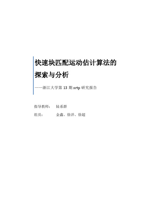 快速块匹配算法研究