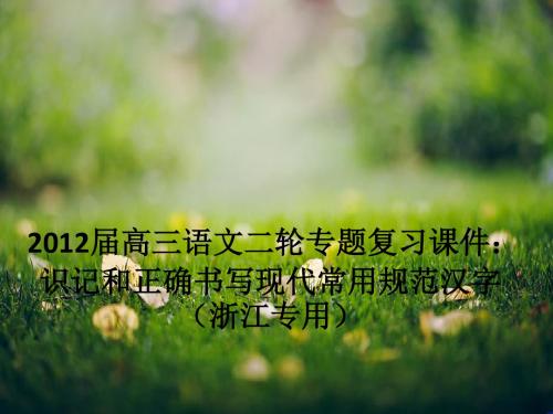 高三语文二轮专题复习课件： 识记和正确书写现代常用规范汉字(浙江专用)
