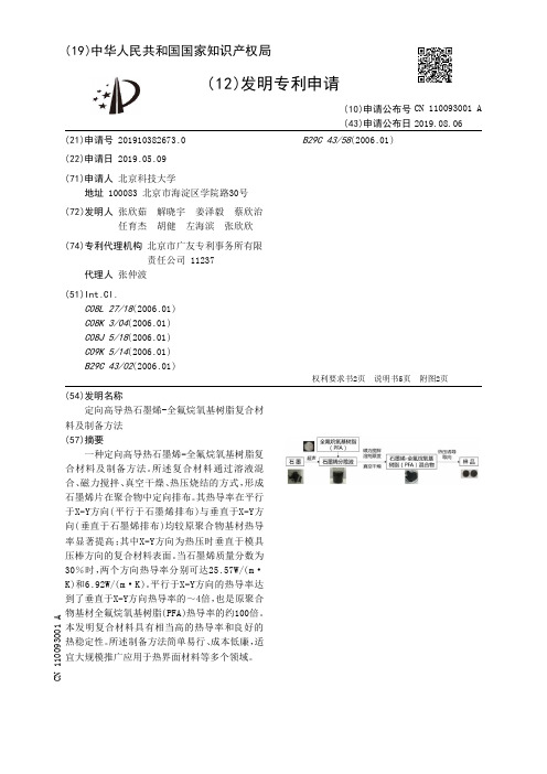 【CN110093001A】定向高导热石墨烯全氟烷氧基树脂复合材料及制备方法【专利】