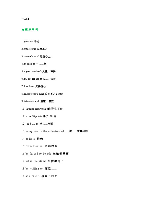 牛津版九年级下册Unit 4重点短语 + 重点句型 + 重点语法 + 单元作文