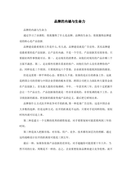  品牌的内涵与生命力