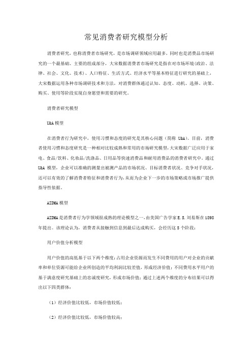 常见消费者研究模型分析
