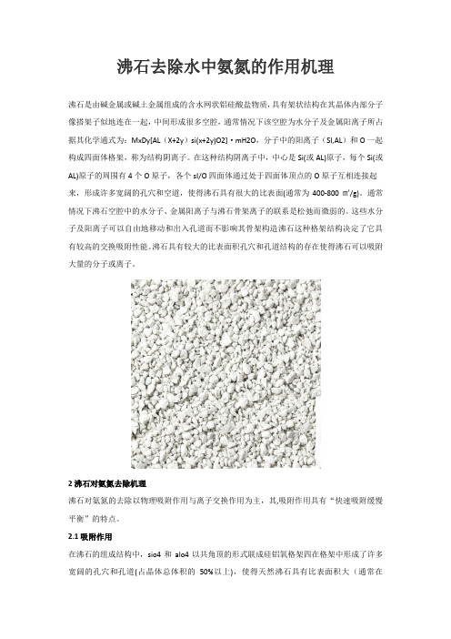 沸石去除水中氨氮的作用机理