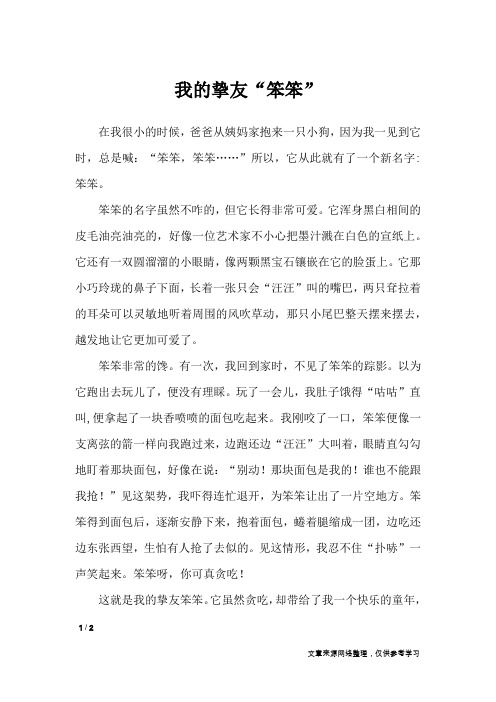 我的挚友“笨笨”_小学作文