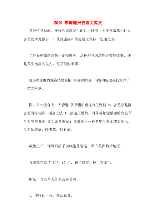 2019年课题报告范文范文