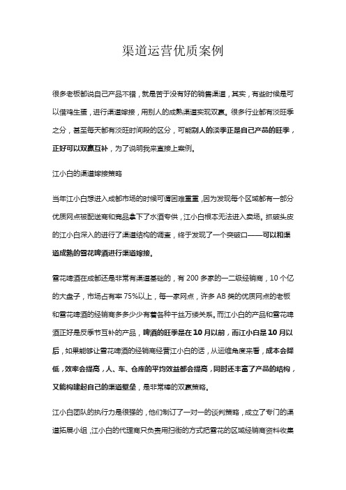 渠道运营优质案例