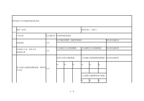教学管理工作评建进度情况检查表