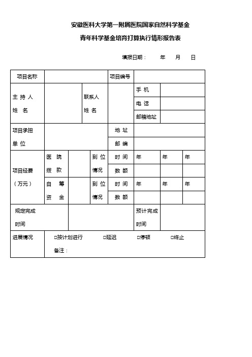 安徽医科大学第一附属医院国家自然科学基金