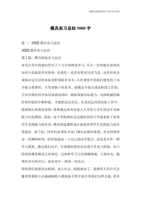 模具实习总结5000字