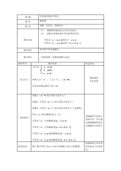 含有绝对值的不等式