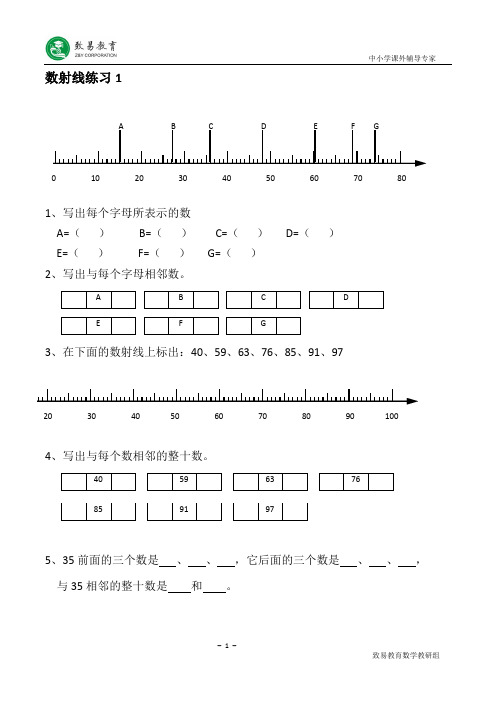一年级第二学期数射线小练习